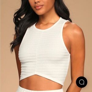 Lulu's White Ribbed Sleeveless Crop Top